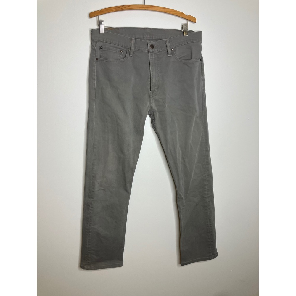 Levi's 513 Slim Straight Pants Mens 34x32 Grey Excellent Casual Cotton Blend